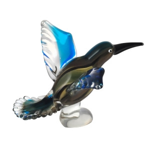 7.5 Hummingbird Multicolored Handcrafted Art Glass Figurine - All
