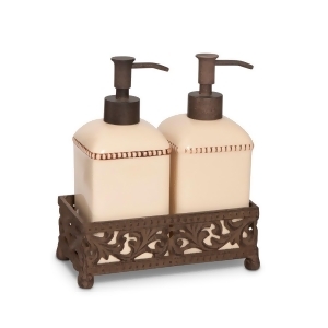 8.5 Cream White Lotion and Soap Pump Dispenser Set with Distressed Base - All