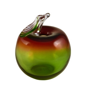 8.5 Red Yellow and Green Decorative Art Glass Apple Sculpture - All