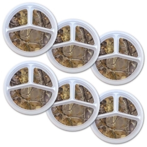 Set of 6 White and Brown Camo Themed Picnic Portion Plates 11 - All