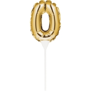 Club Pack of 12 Shiny Numerical Shape Golden Balloon Cake Topper 7.28 - All