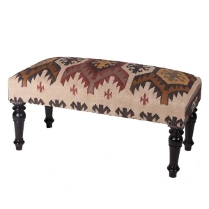 36 Multicolored Traditional Pattern Mango-Wood Rectangular Upholstered Bench - All