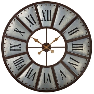 36 Gray and Rusted Brown Galvanized Metal Antique Styled Roman Numerical Round Wall Clock - All
