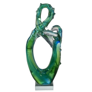 15 Abstract Style Blue and Green Braided Art Glass Sculpture - All