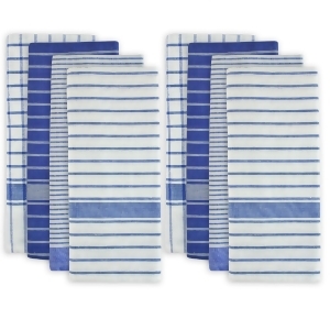 Set of 8 Blue and White Striped Pattern Rectangular Dish Towels 28 x 20 - All
