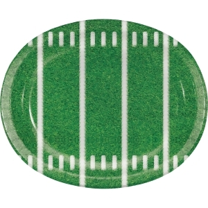 Club Pack of 12 Green and White Game Time Decorative Oval Platter 10 x 12 - All