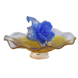 10 Decorative Blue Flower on Plate Art Glass Sculpture - All