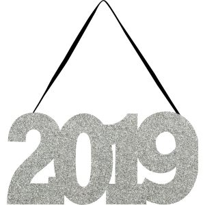 Pack of 12 Glittered Silver New Year's Sign with Ribbon Hanger Decoration 12.5 - All