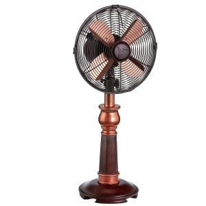 25.5 Copper and Cherry Wood Oscillating Tabletop Fan - All