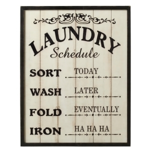Set of 2 Off-White and Black Framed Laundry Schedule Rectangular Wall Decors 24 - All