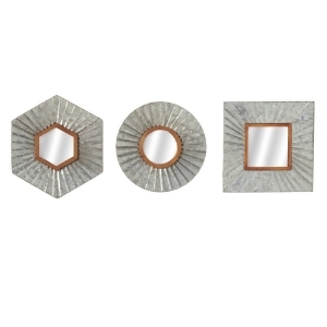 Set of 3 Metallic Gray and Brown Galvanized Finish Decorative Mirror 13 - All