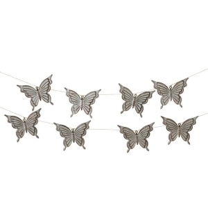Set of 4 Silver Stamped Butterfly Metallic Finished Decorative Garlands 72 - All