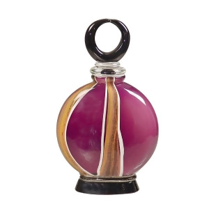 12.5 Pink and Amber Melrose Hand Blown Glass Perfume Bottle with Black Ring Stopper - All
