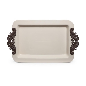 23.8 Cream Rectangular Classic European Style Acanthus Tray with Handles - All