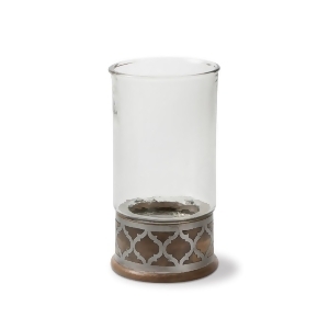 14.5 Brown and Silver Finish Decorative Artwork Cylindrical Candle Holder - All