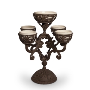 22.5 Brown and Cream White Distressed Finish Acanthus Leaf Epergne Centerpiece - All