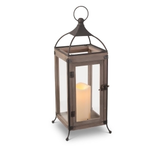 18 Brown Rustic Finished Decorative Lantern with Handle and Door Hinges - All