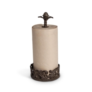 14.5 Ivory and Brown Rustic Finish Scroll Pattern Paper Towel Holder - All