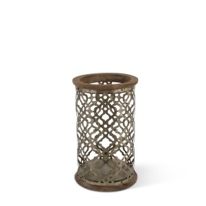 12.99 Rustic Brown Distressed Finish Ogee Pattern Galvanized Candle Holder - All