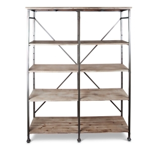 74.25 Brown and Black Decorative Frame Shelving Unit with Adjustable Shelf - All