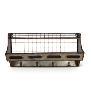 23.6 Distressed Brown and Galvanized Finish Wall Shelf with Hook - All