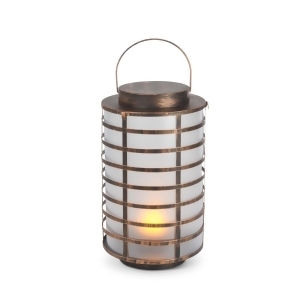 15.5 Rustic Brown Antique Style Gold Fire Glow Led Lantern with Automatic Timer Feature - All