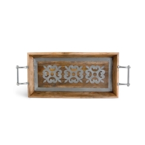 30 Gray Mango Wood Decorative Indoor Rectangular Tray with Handles - All