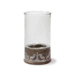 16.5 Brown and Silver Finish Decorative Artwork Cylindrical Candle Holder - All