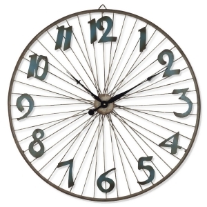 31.9 Rustic Brown and Green Distressed Finish Bicycle Wheel Themed Wall Clock - All