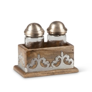 16 Brown and Metallic Gray Embellished Decorative Salt and Pepper Set - All
