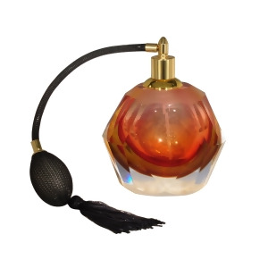 5.5 Amber and Black Art Glass Perfume Bottle and Atomizer - All