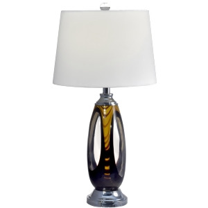 28.25 Artistically Designed Amber and Purple Accented Art Glass Table Lamp - All