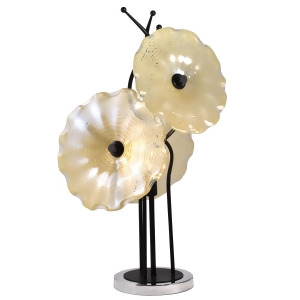 27 Beige and Clear Flower Style Hand Blown Art Glass Table Lamp - All