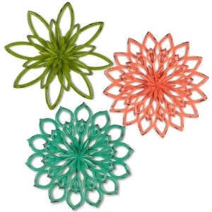 Set of 3 Vibrantly Colored Distressed Finish Flower Themed Wall Art 20.08 - All