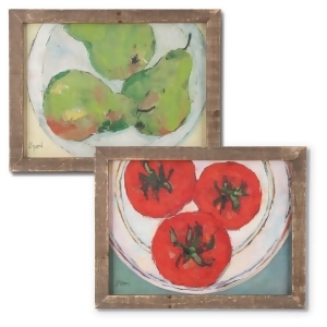 Set of 2 Soothing Colored Farm Fresh Fruit Painted Long Framed Wall Arts 18 - All