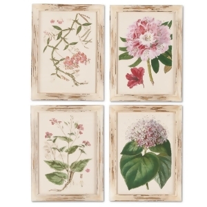Set of 4 White and Green Botanical Series Rectangular Wall Art 16 - All