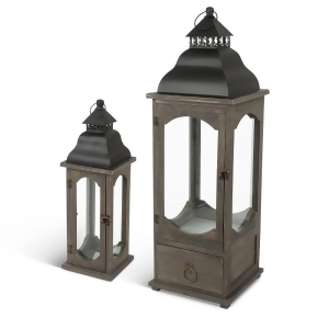 Set of 2 Brown and Black Decorative Led Lanterns with Handle 28.15 - All