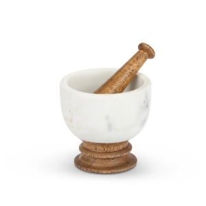 4.2 Ivory White and Brown Weather Finished Antique Mortar and Pestle - All