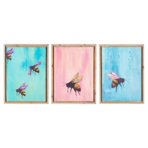 Set of 3 Vibrantly Colored Bee Themed Rectangular Canvas Wall Art 16 - All