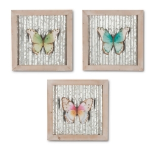 Set of 3 Vibrantly Colored Square Framed Butterfly Wall Decor 13.1 - All