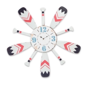 35.43 Coral and Charcoal Rustic Finished Paddle Wall Clock - All