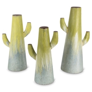 Set of 3 Pale Green and Gray Decorative Striped Design Drip Cactus 17.91 - All