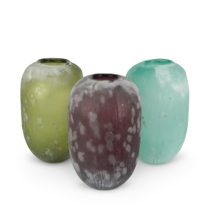 Set of 3 Subtle Colored Decorative Frosted Finish Hurricanes Cylindrical Vases 10.25 - All