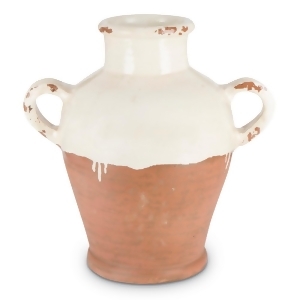 13 Cream White and Orange Mixture of Antique and Glossy Finish Two Handle Jug - All