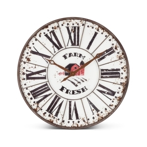 23.6 Ivory White and Distressed Black Rustic Finished Farm Wall Clock - All