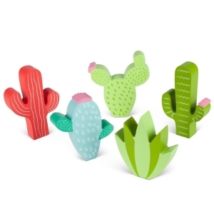 Set of 5 Vibrantly Colored Decorative Cactus Sit-About Figurines 7.48 - All
