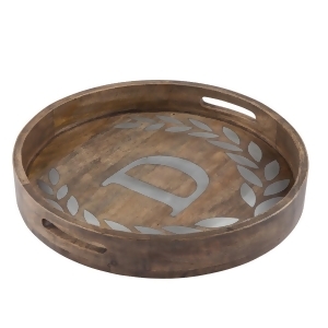 20 Rustic Brown and Gray Laurel Leaf Designed Food Safe Round Tray with Letter - All