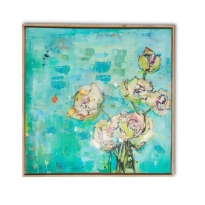 32.13 Green and Blue Decorative Canvas Bouquet Square Framed Art - All