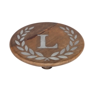 10 Rustic Brown and Gray Laurel Leaf Designed Food Safe Round Trivet with Letter - All