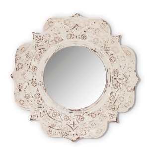 29.5 Cream White Distressed Finish Medallion Design Framed Mirror - All